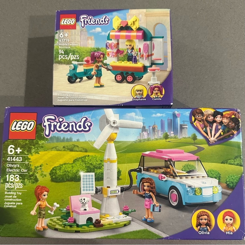 LEGO Friends Bundle- 41719 Mobile Fashion Boutique & 41443 Olivia’s Electric Car